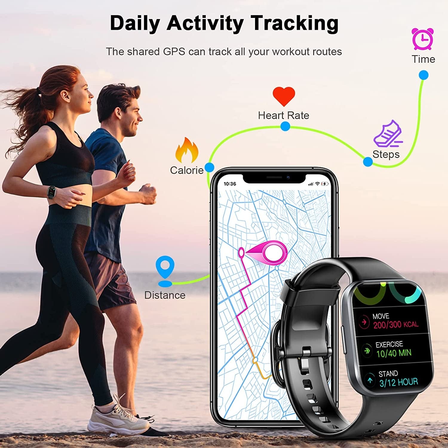Smart Watch for Men Women, 2022 Fitness Tracker 1.69" Touch Screen Smartwatch Fitness Watch 25 Sports IP68 Waterproof, Heart Rate/Sleep Monitor/Pedometer/Calories, Activity Tracker for Android Iphone
