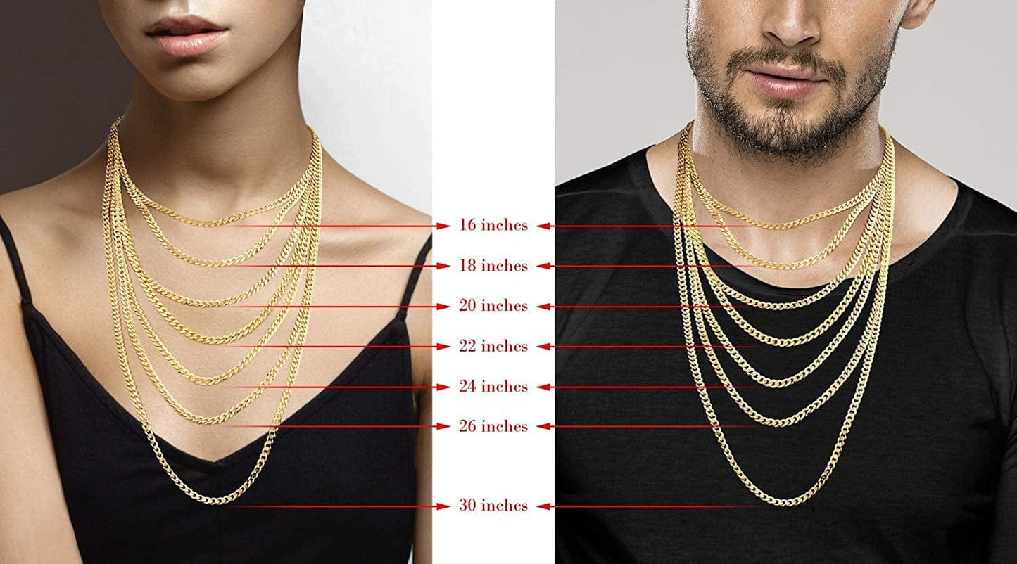 Solid 18K Gold over Sterling Silver Italian 5Mm Diamond-Cut Cuban Link Curb Chain Necklace for Women Men, 925 Sterling Silver Made in Italy