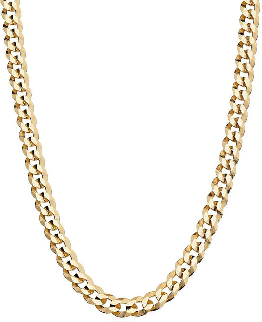 Solid 18K Gold over Sterling Silver Italian 5Mm Diamond-Cut Cuban Link Curb Chain Necklace for Women Men, 925 Sterling Silver Made in Italy Length 18 Inches (women's average length)