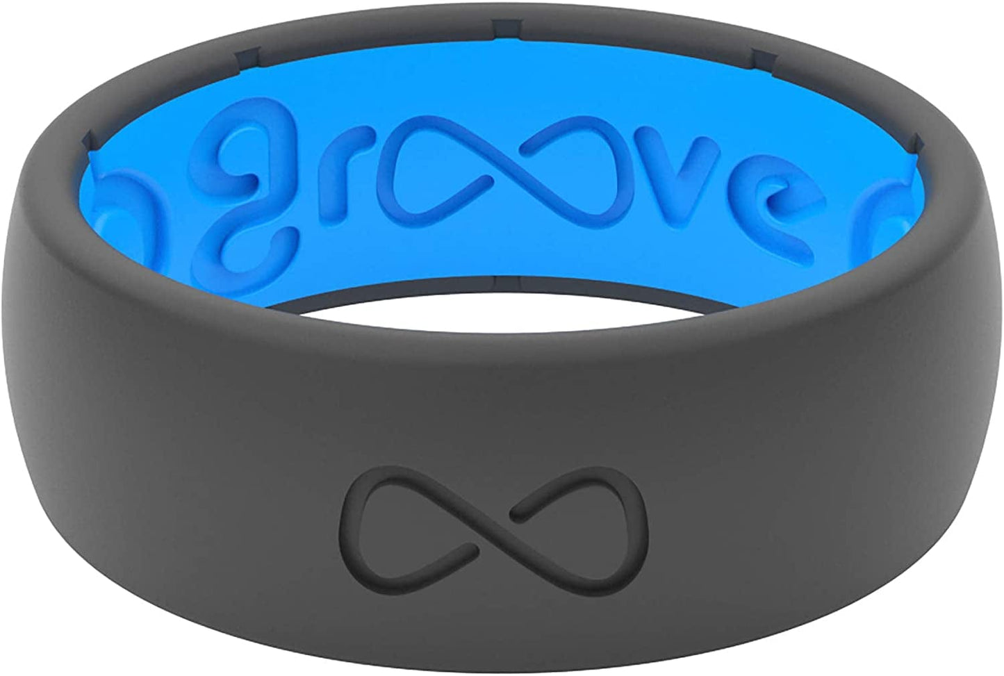Solid Silicone Ring Breathable Rubber Wedding Rings for Men, Lifetime Coverage, Unique Design, Comfort Fit Ring Deep Stone / Blue / 7
