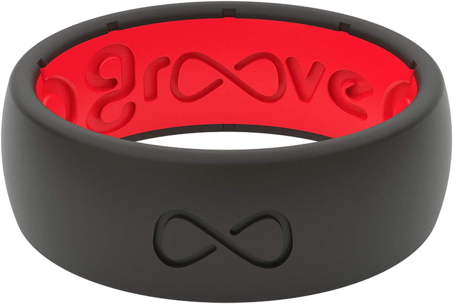 Solid Silicone Ring Breathable Rubber Wedding Rings for Men, Lifetime Coverage, Unique Design, Comfort Fit Ring Black / Red / 12