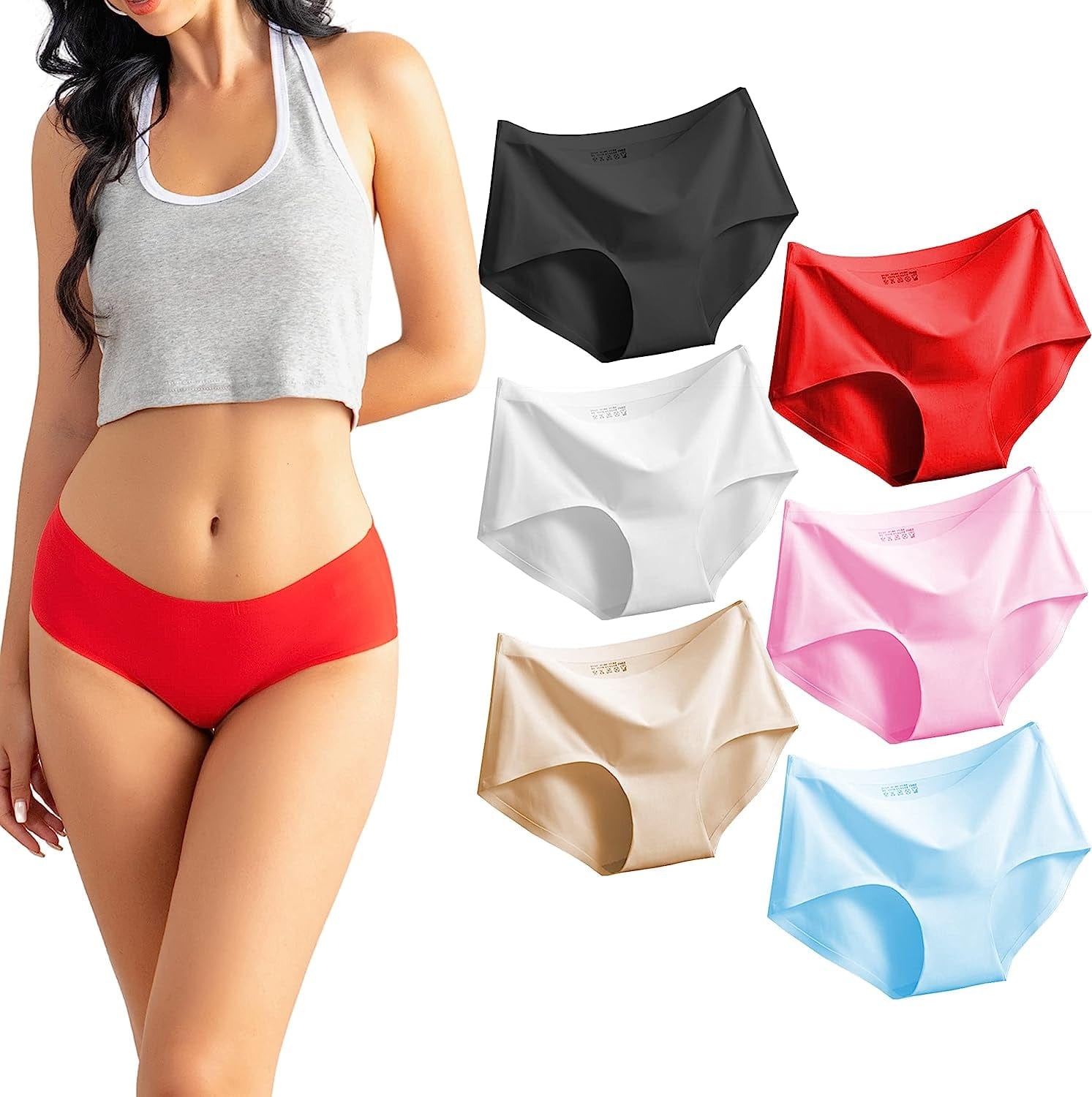 SONTOP BASIC Women’S 3 Pack Seamless Basic Invisible Underwear Bikini Hipster Briefs Panties FULL BACK Brief – 6 Colors / Medium