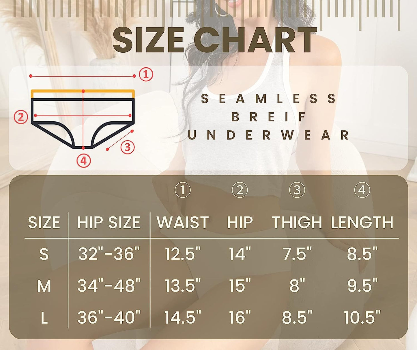 SONTOP BASIC Women’S 3 Pack Seamless Basic Invisible Underwear Bikini Hipster Briefs Panties FULL BACK