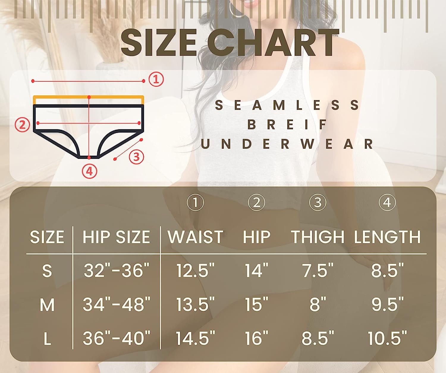 SONTOP BASIC Women’S 3 Pack Seamless Basic Invisible Underwear Bikini Hipster Briefs Panties FULL BACK