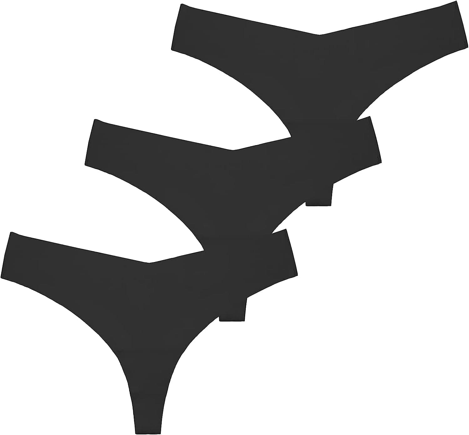 SONTOP BASIC Women'S Underwear Seamless Thong T Back Panty Cotton Breathable Thongs Panties for Women 3-6 Pack Black/Black/Black / Small