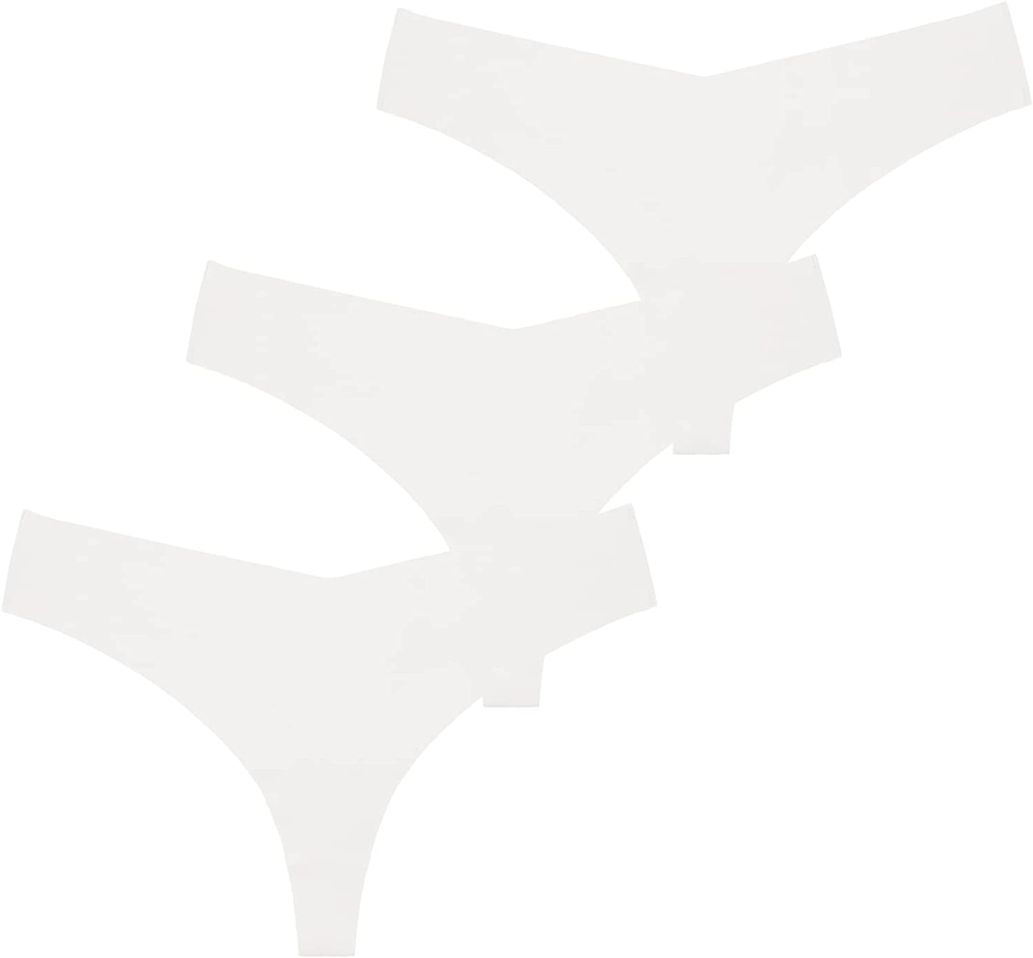 SONTOP BASIC Women'S Underwear Seamless Thong T Back Panty Cotton Breathable Thongs Panties for Women 3-6 Pack White/White/White / Large