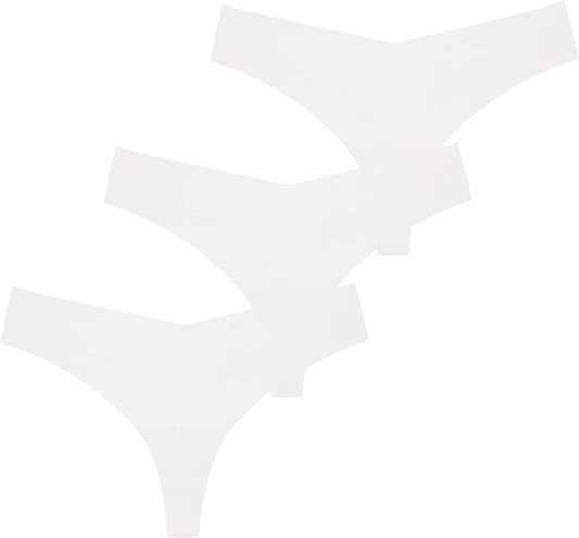 SONTOP BASIC Women'S Underwear Seamless Thong T Back Panty Cotton Breathable Thongs Panties for Women 3-6 Pack White/White/White / Large