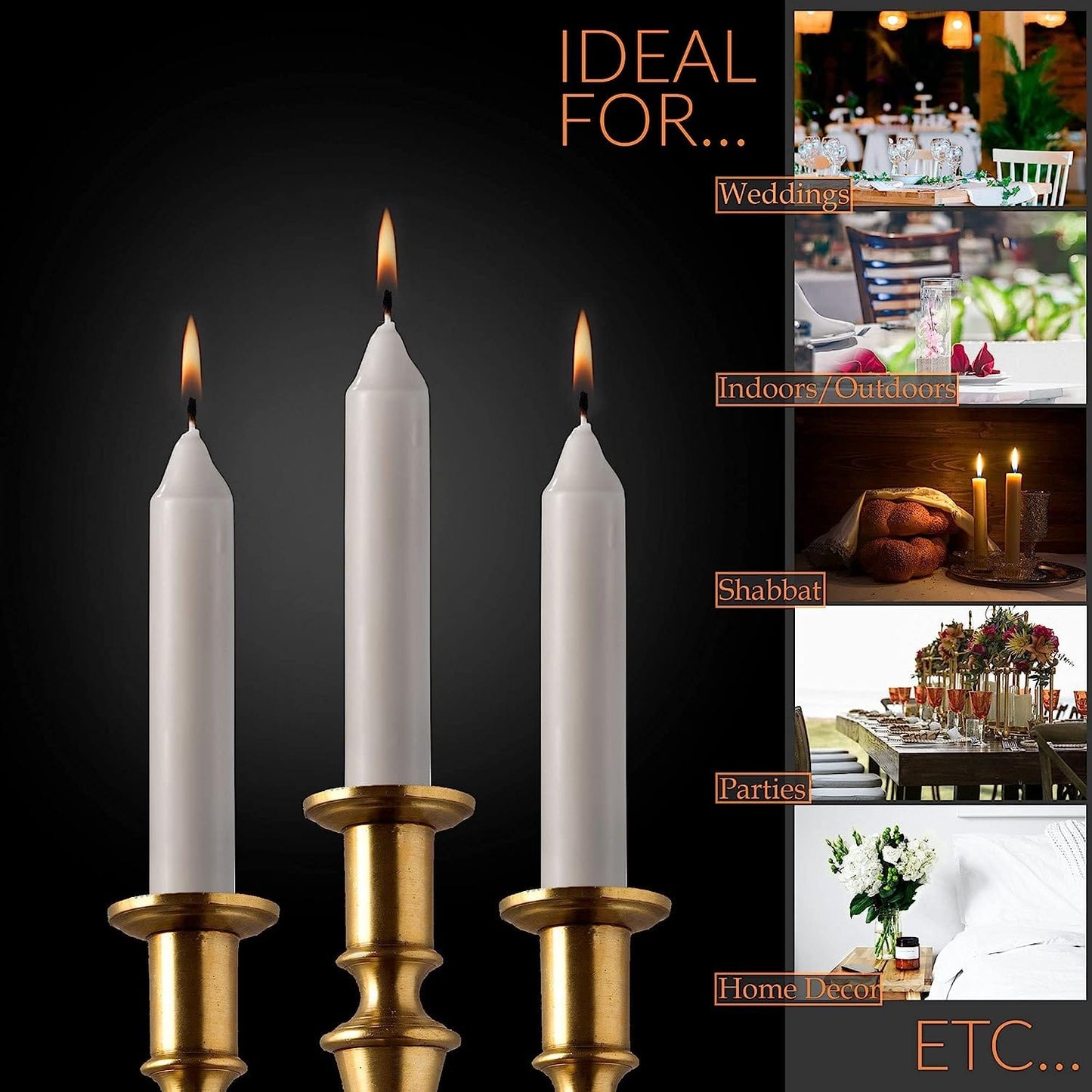 SPAAS Straight Beige Candle Sticks - Pack of 8 6" Long Candles | 5 Hour Long Burning Unscented Candles for Emergency Candles, Chime Candles, Table Candles for Wedding, and Home Decoration