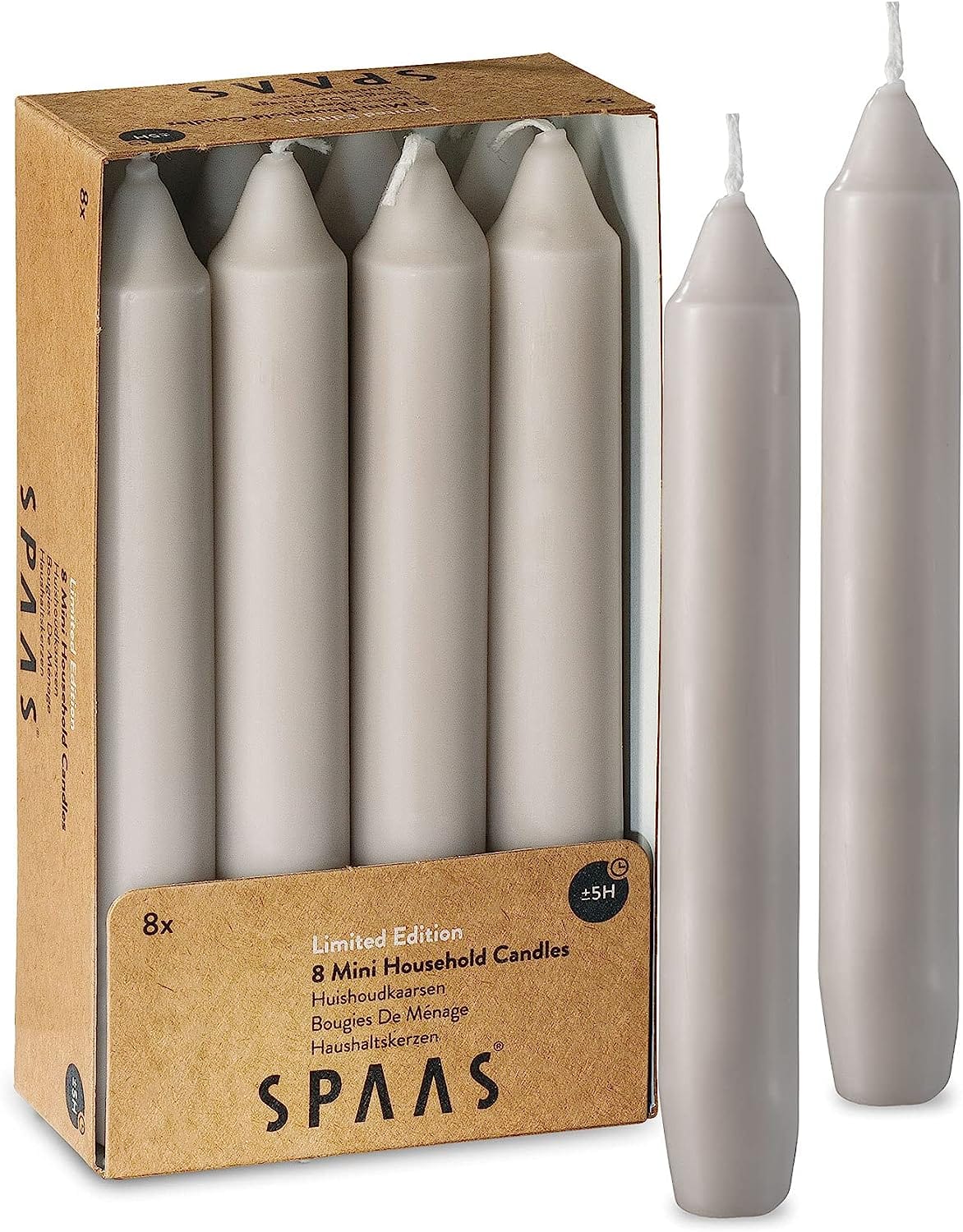 SPAAS Straight Beige Candle Sticks - Pack of 8 6" Long Candles | 5 Hour Long Burning Unscented Candles for Emergency Candles, Chime Candles, Table Candles for Wedding, and Home Decoration Beige