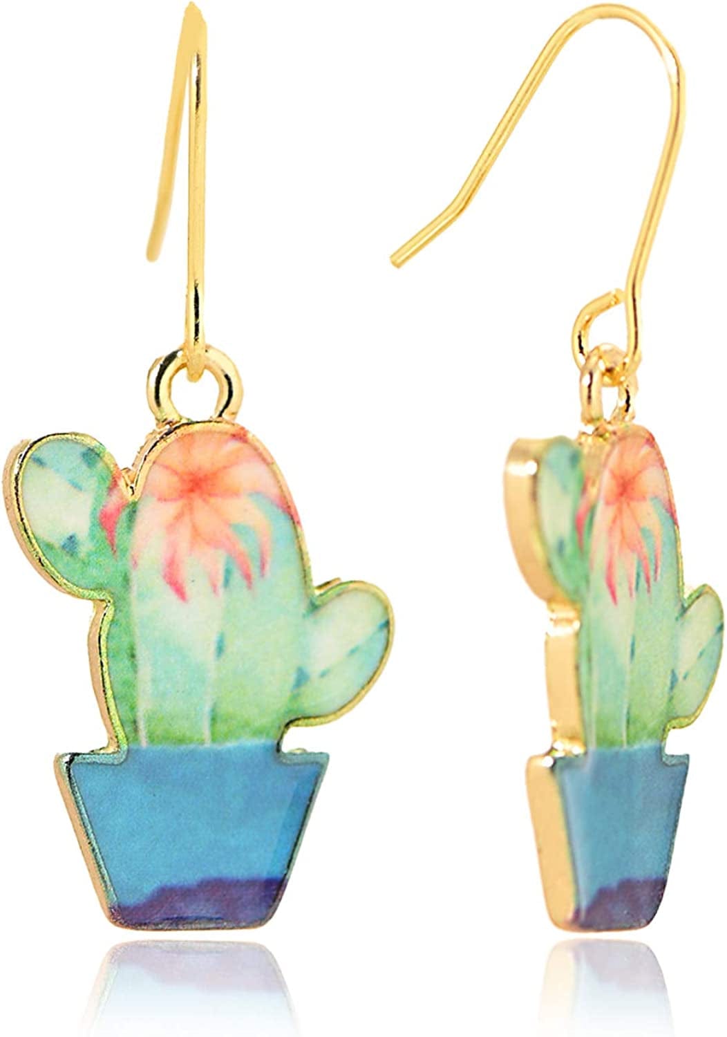 Spinningdasiy Dangling Colorful Flying Creature Bird Earrings | Bird Lover Earrings Cactus Blue