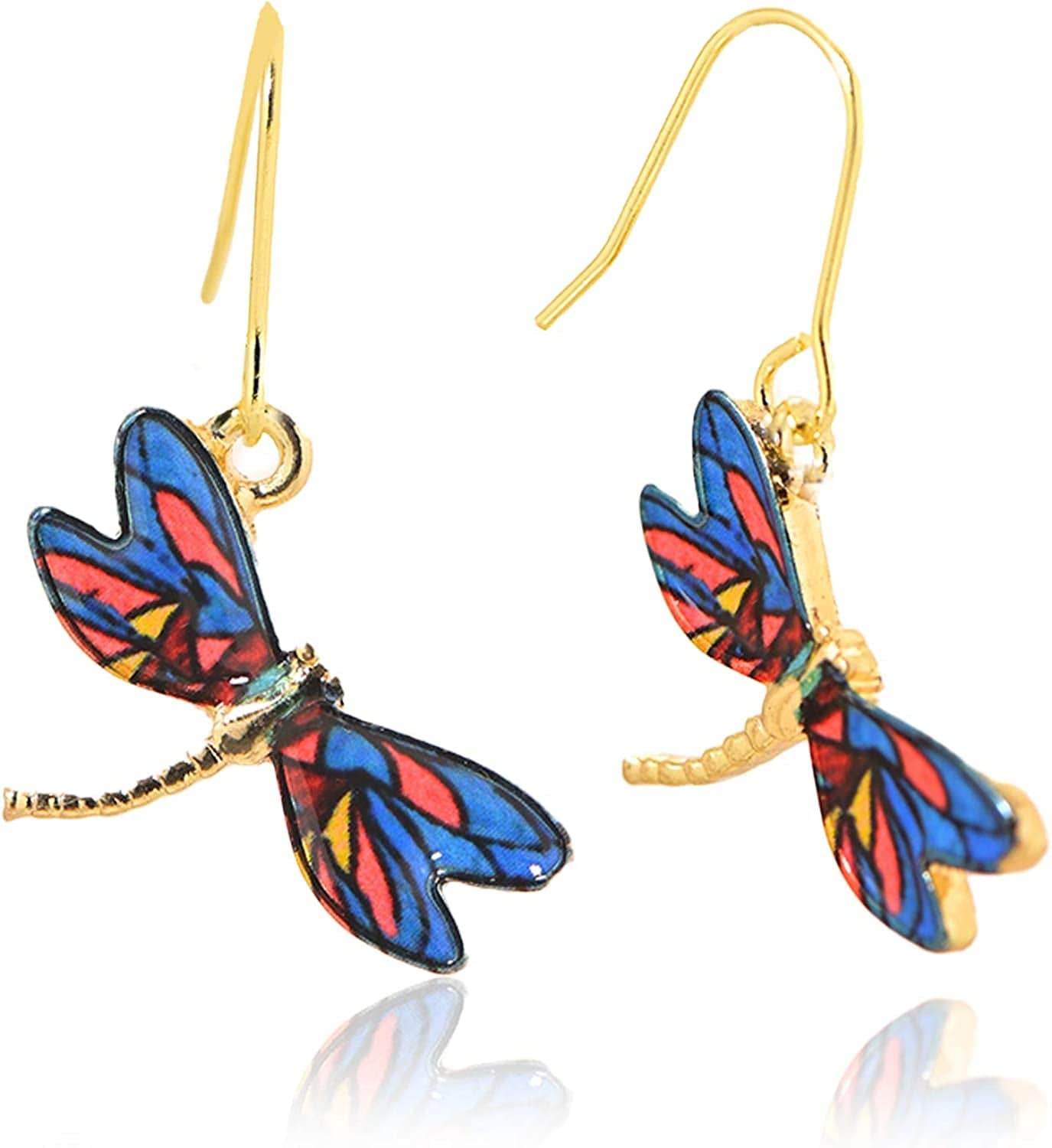 Spinningdasiy Dangling Colorful Flying Creature Bird Earrings | Bird Lover Earrings Dragonfly Blue