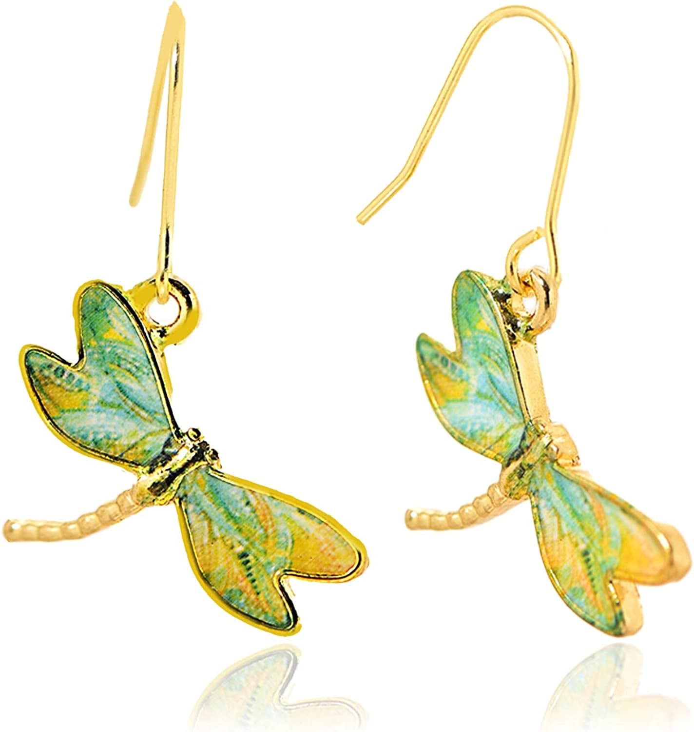 Spinningdasiy Dangling Colorful Flying Creature Bird Earrings | Bird Lover Earrings Dragonfly Green