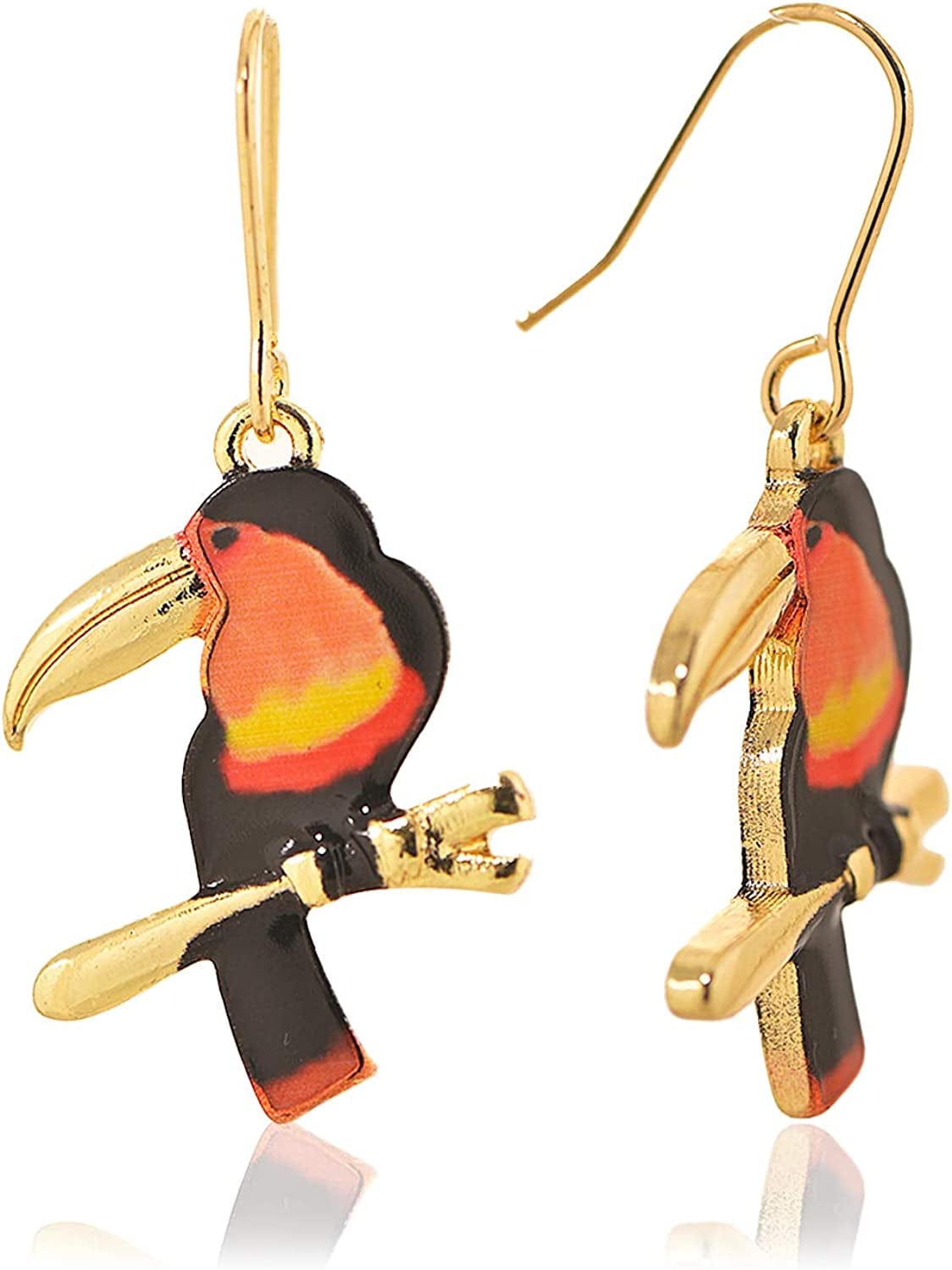 Spinningdasiy Dangling Colorful Flying Creature Bird Earrings | Bird Lover Earrings Red