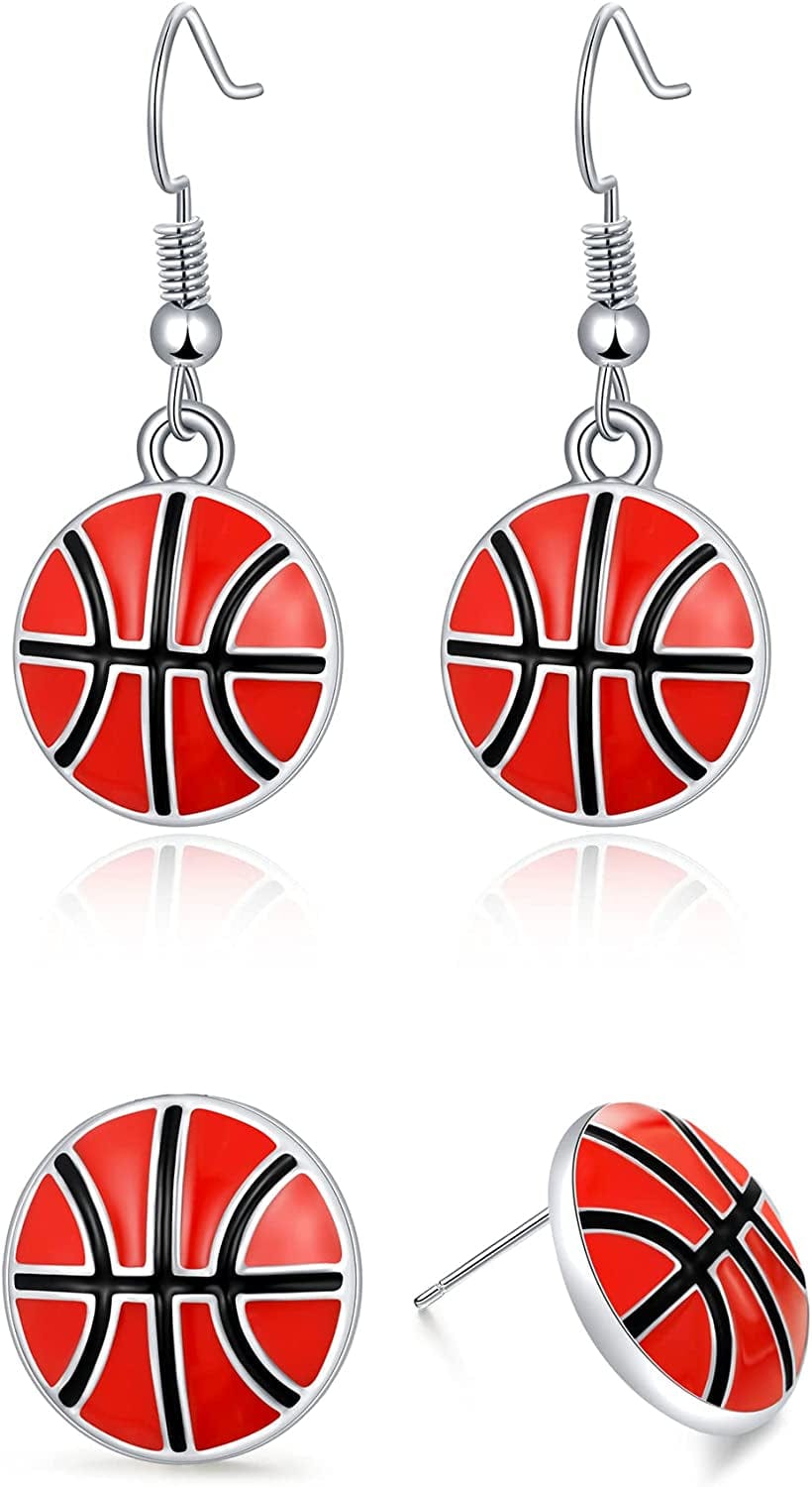 Sport Ball Dangle Earrings, Football Earrings, Basketball Earrings Soccer Volleyball Baseball Earrings for Women Fan Gift Basketball Set