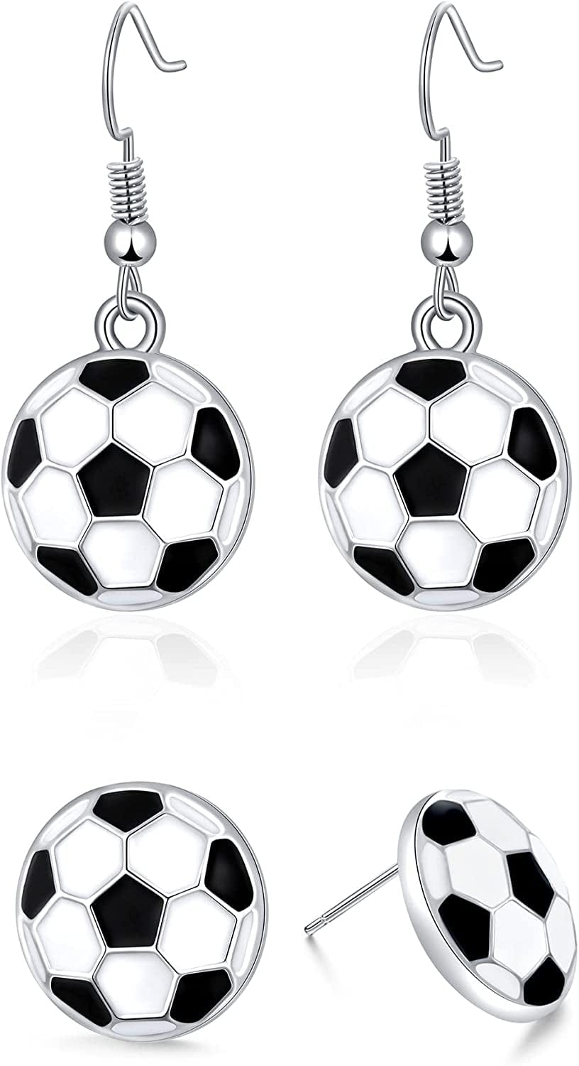 Sport Ball Dangle Earrings, Football Earrings, Basketball Earrings Soccer Volleyball Baseball Earrings for Women Fan Gift Soccer Set
