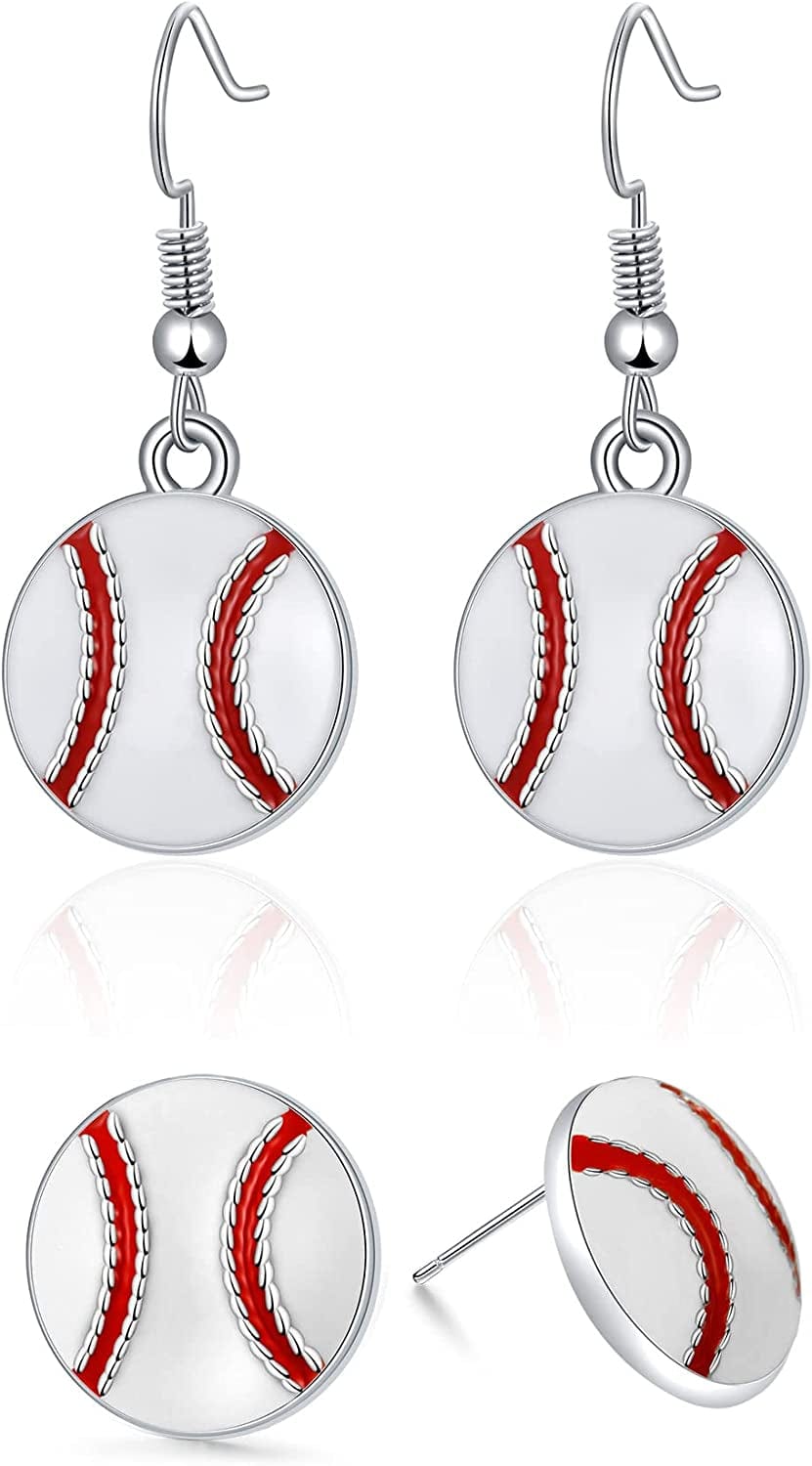 Sport Ball Dangle Earrings, Football Earrings, Basketball Earrings Soccer Volleyball Baseball Earrings for Women Fan Gift Baseball Set