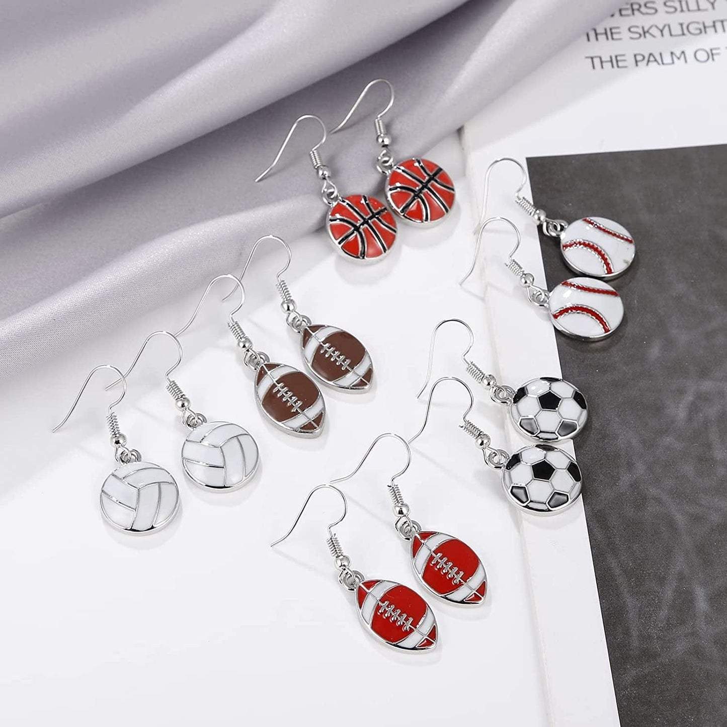 Sport Ball Dangle Earrings, Football Earrings, Basketball Earrings Soccer Volleyball Baseball Earrings for Women Fan Gift