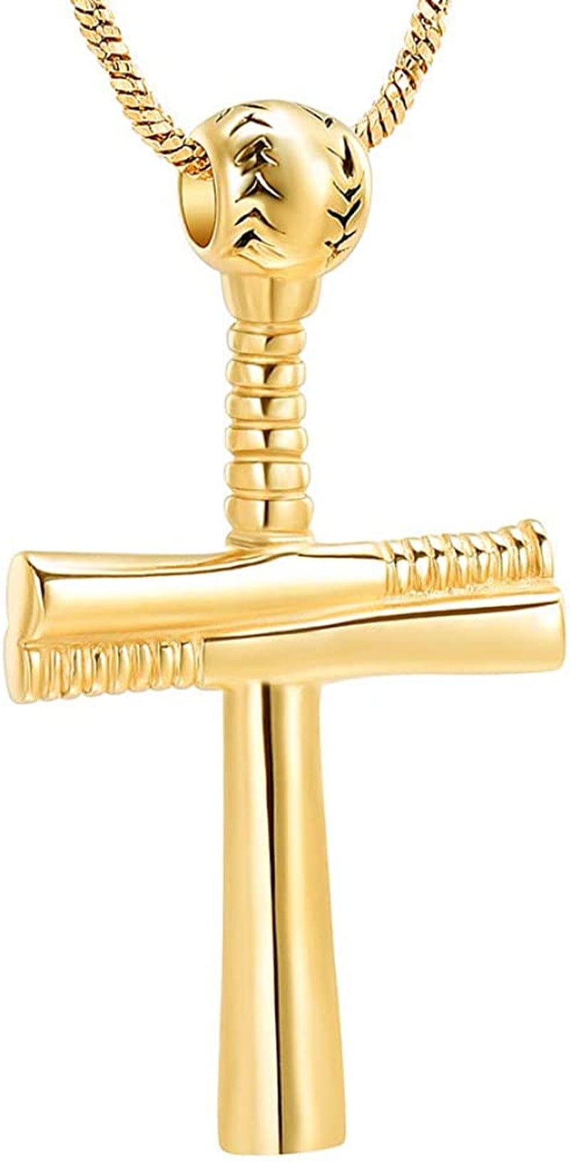 Sport Cross Cremation Jewelry Stainless Steel Baseball Bat Cross Unisex Pendant Memorial Urn Necklace for Men/Women,Urn Locket Ashes Holder Cremation Keepsake Gold