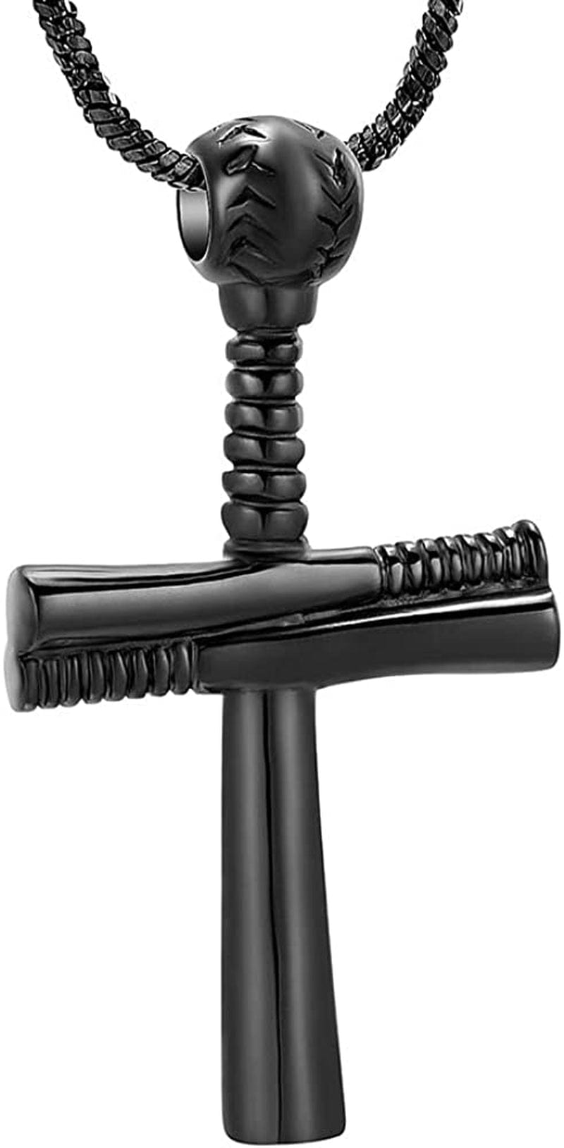 Sport Cross Cremation Jewelry Stainless Steel Baseball Bat Cross Unisex Pendant Memorial Urn Necklace for Men/Women,Urn Locket Ashes Holder Cremation Keepsake Black