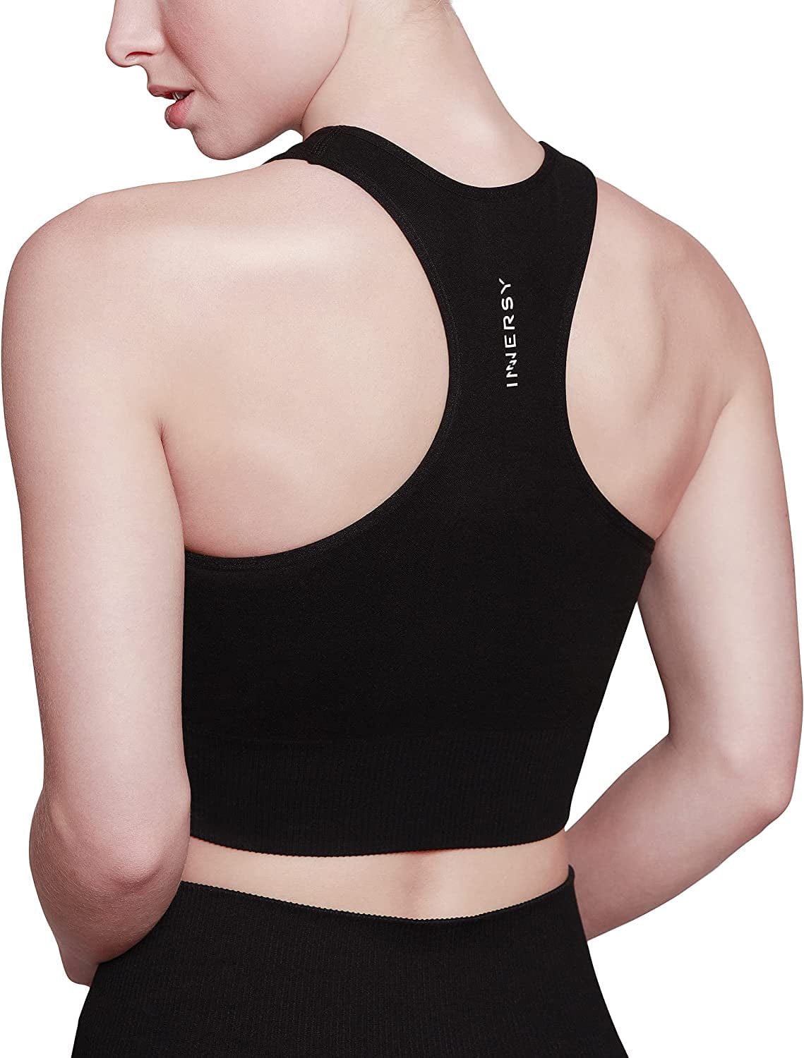 Sports Bra for Women Padded Mid-Impact Racerback Workout Bras Wirefree Yoga Tops Black / XX-Large