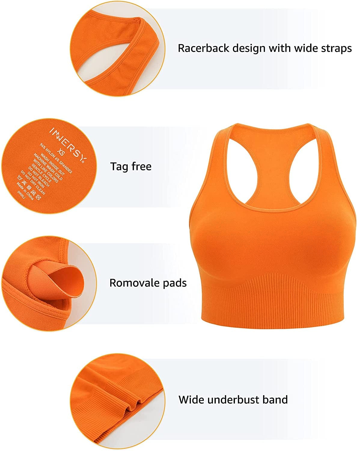 Sports Bra for Women Padded Mid-Impact Racerback Workout Bras Wirefree Yoga Tops