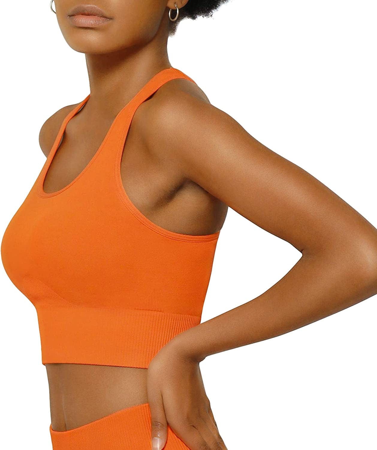 Sports Bra for Women Padded Mid-Impact Racerback Workout Bras Wirefree Yoga Tops Orange / XX-Large