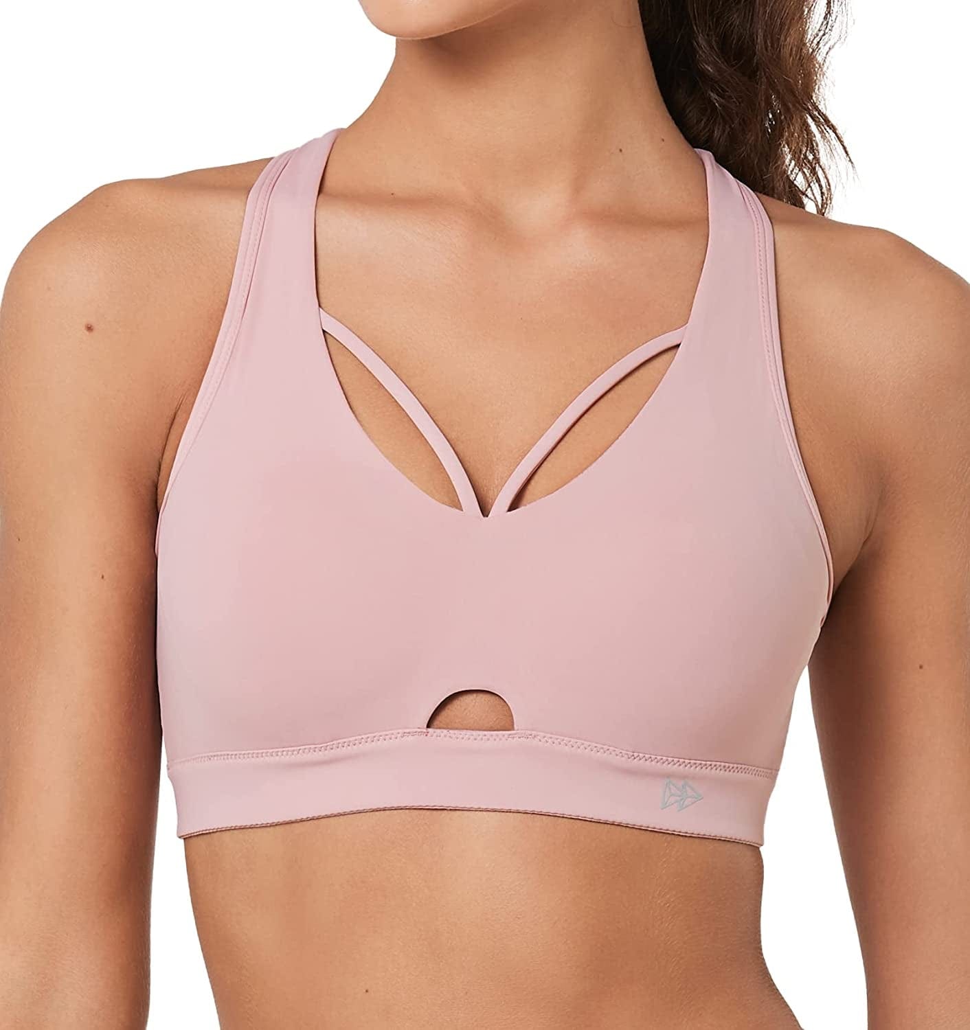 Sports Bra High Impact - Strappy Criss Cross Sports Bra Full Support for plus Size Fitness Gym Pink / Small