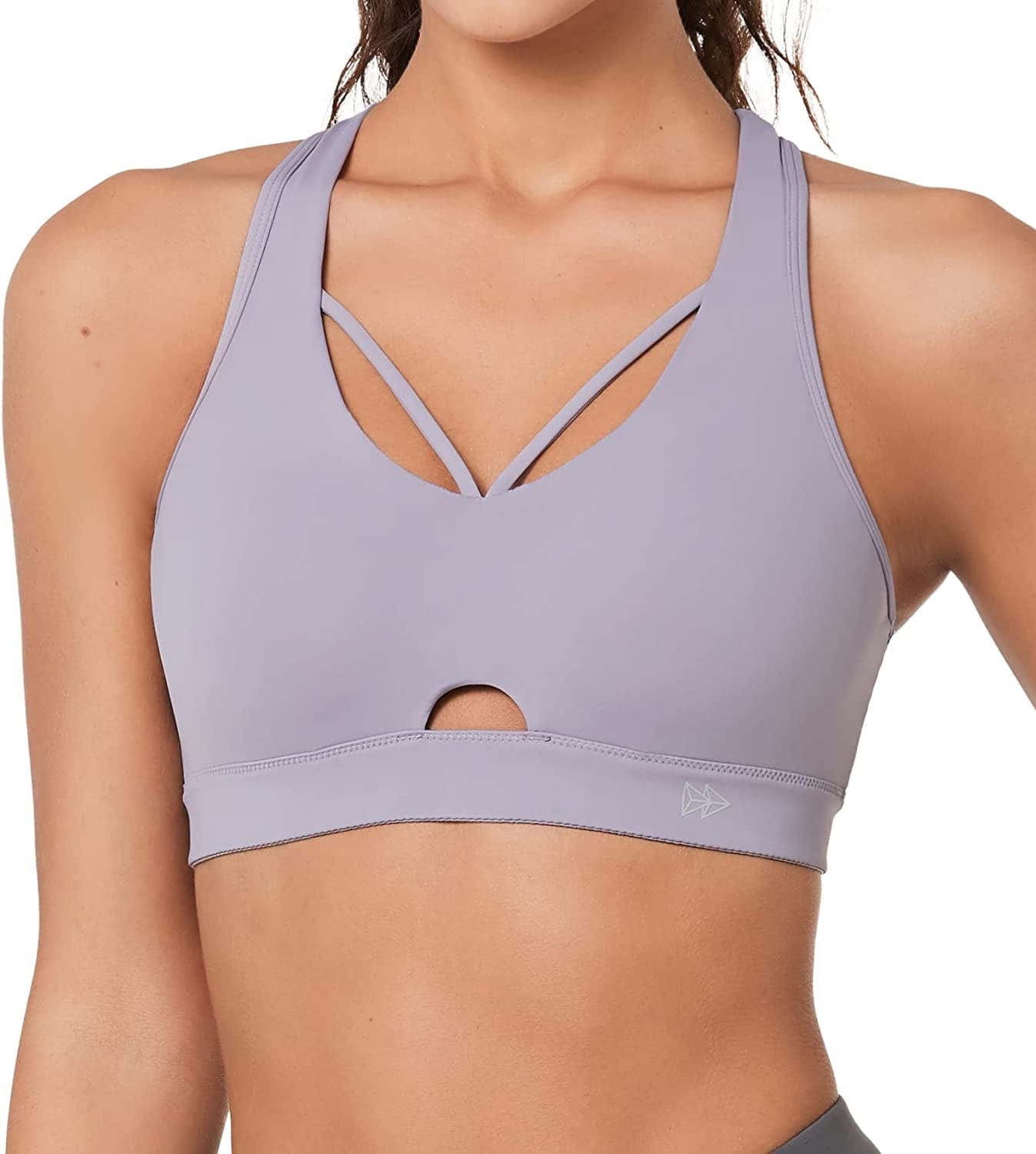 Sports Bra High Impact - Strappy Criss Cross Sports Bra Full Support for plus Size Fitness Gym Purple / 3X-Large Plus