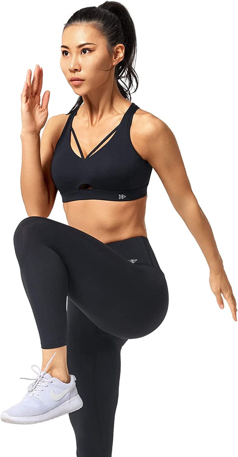 Sports Bra High Impact - Strappy Criss Cross Sports Bra Full Support for plus Size Fitness Gym