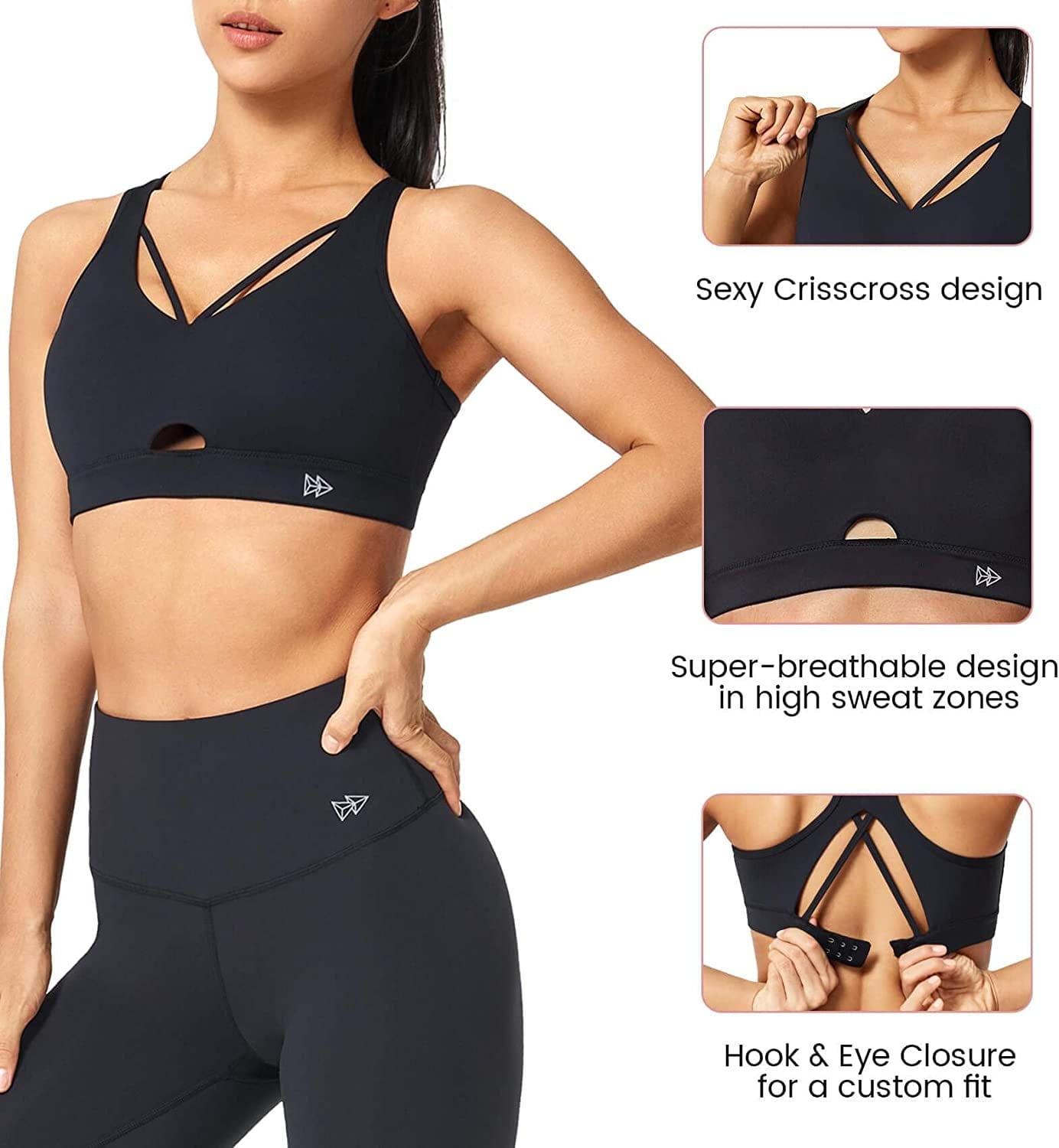 Sports Bra High Impact - Strappy Criss Cross Sports Bra Full Support for plus Size Fitness Gym