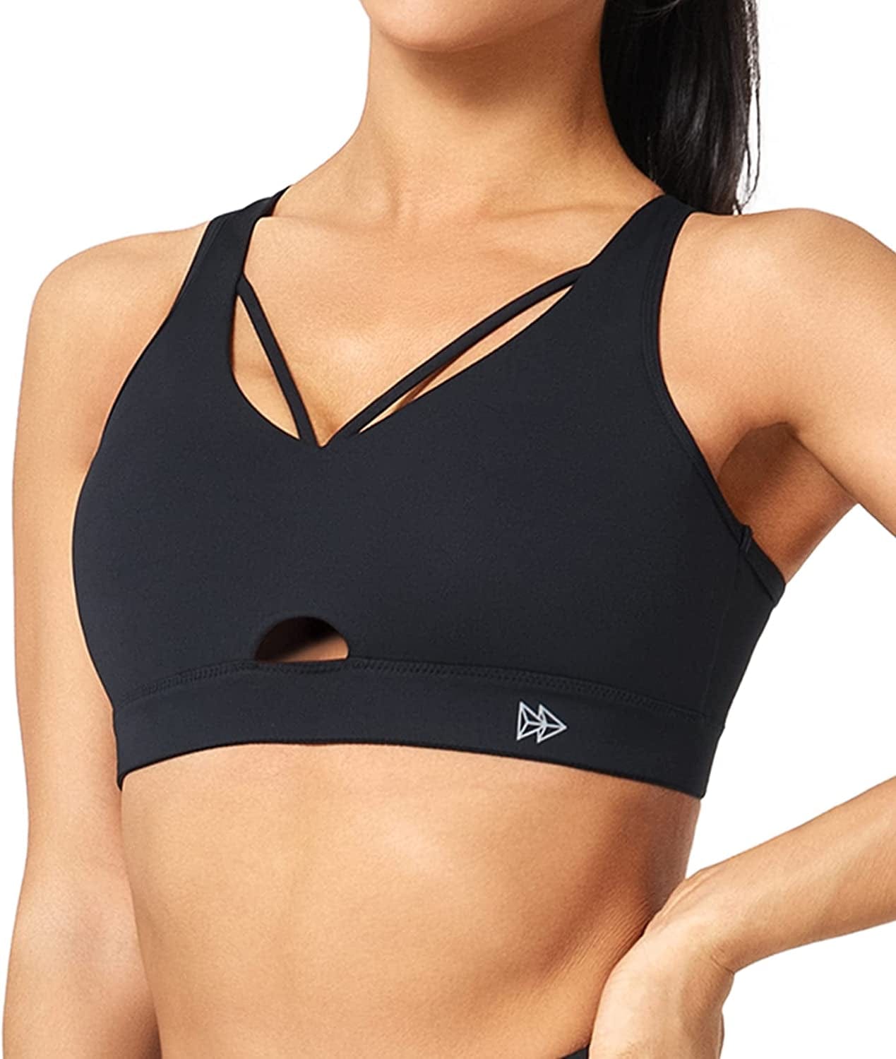 Sports Bra High Impact - Strappy Criss Cross Sports Bra Full Support for plus Size Fitness Gym Black / XX-Large Plus