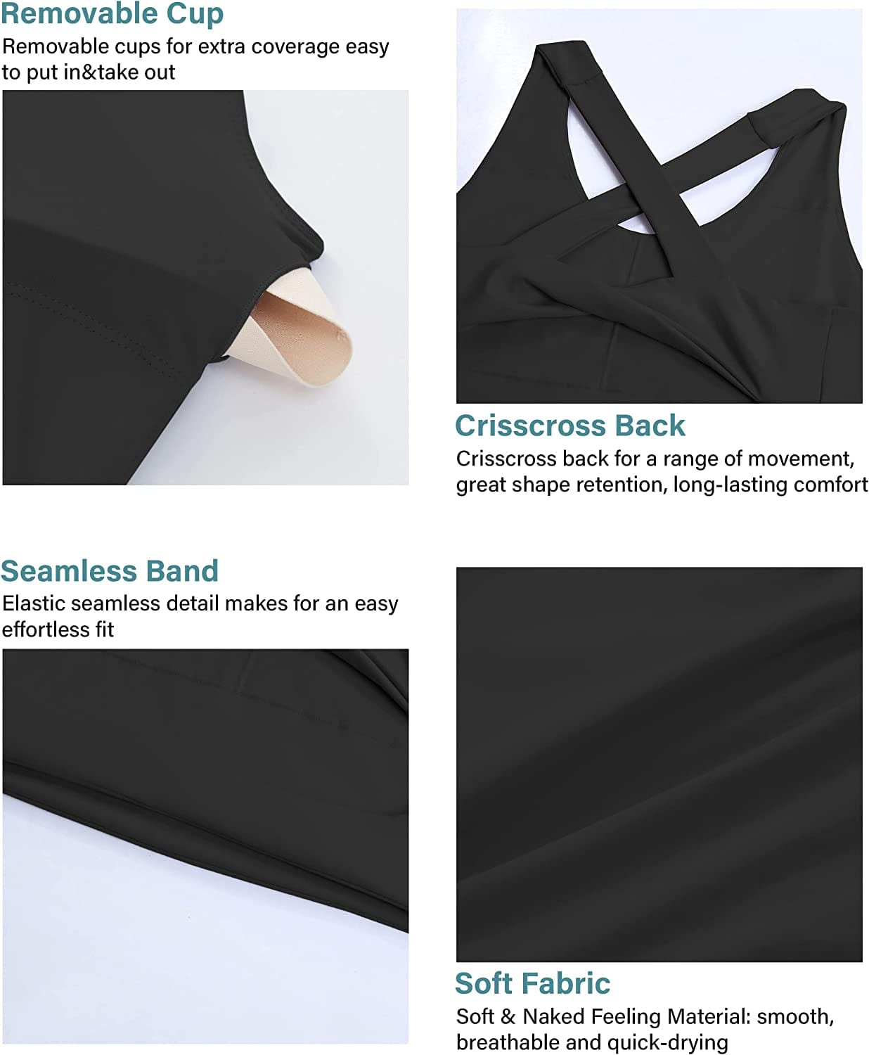 Sports Bras for Women Criss-Cross Back Padded Workout Tank Tops Medium Support Crop Tops for Women