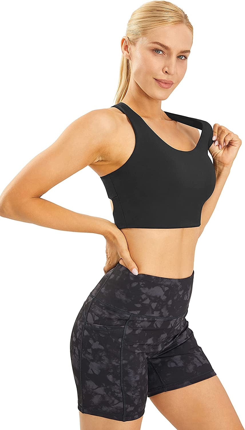 Sports Bras for Women Criss-Cross Back Padded Workout Tank Tops Medium Support Crop Tops for Women
