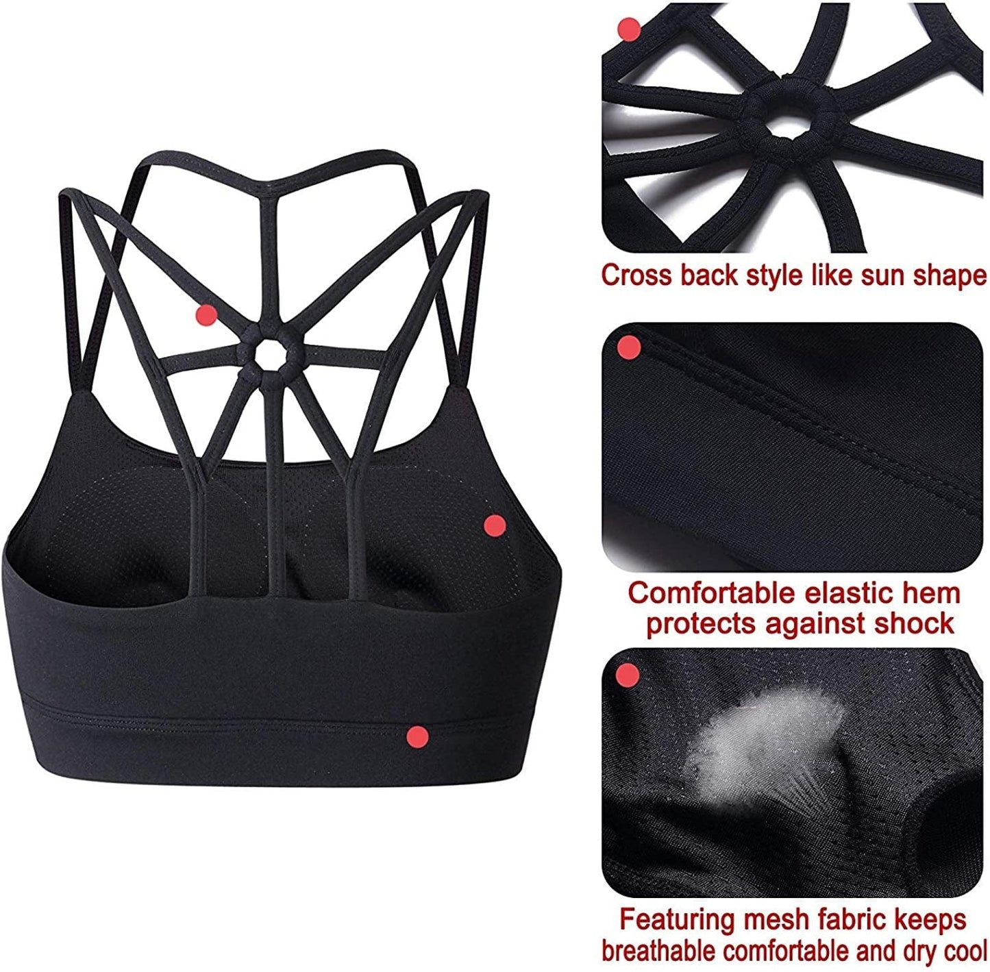 Sports Bras for Women Cross Back Padded Sports Bra Medium Support Workout Running Yoga Bra