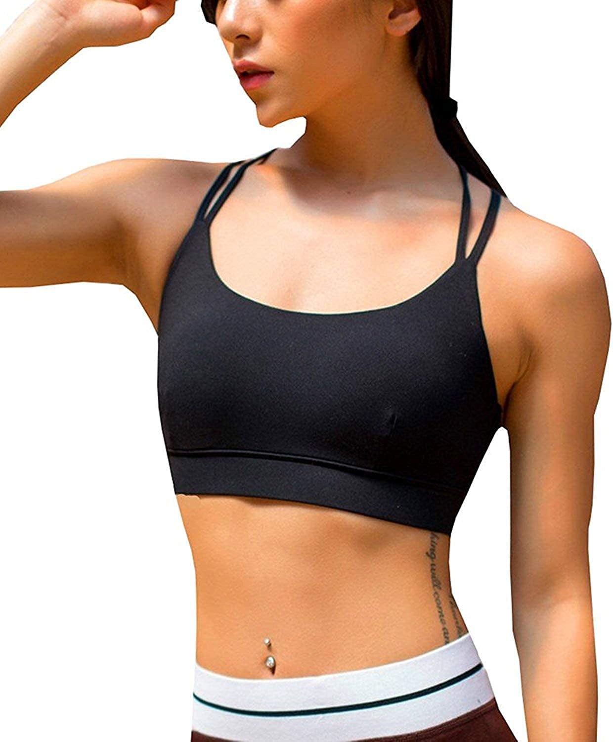 Sports Bras for Women Cross Back Padded Sports Bra Medium Support Workout Running Yoga Bra