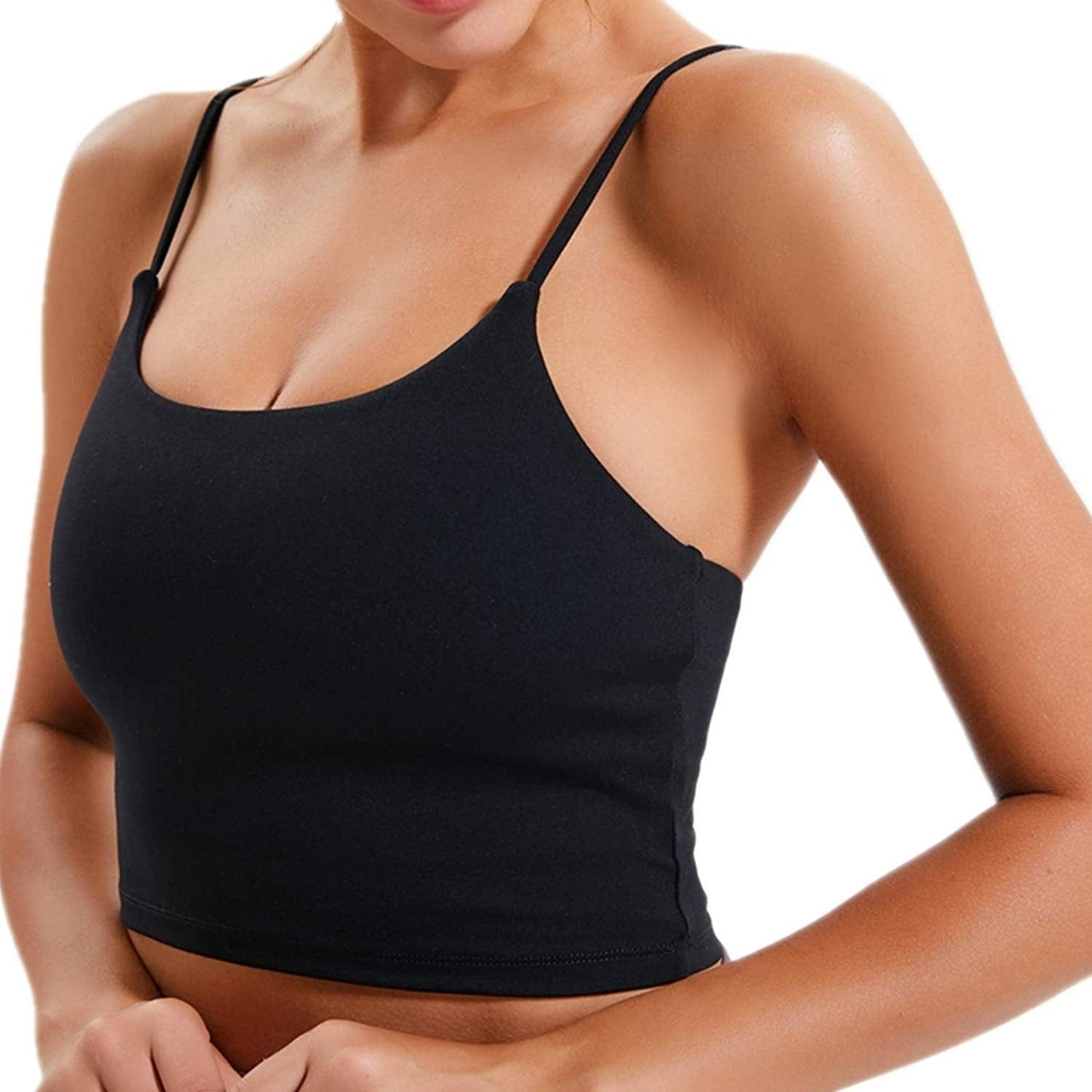 Sports Bras for Women Longline Padded Yoga Tank Tops Workout Fitness Running Crop Tops Black / Small