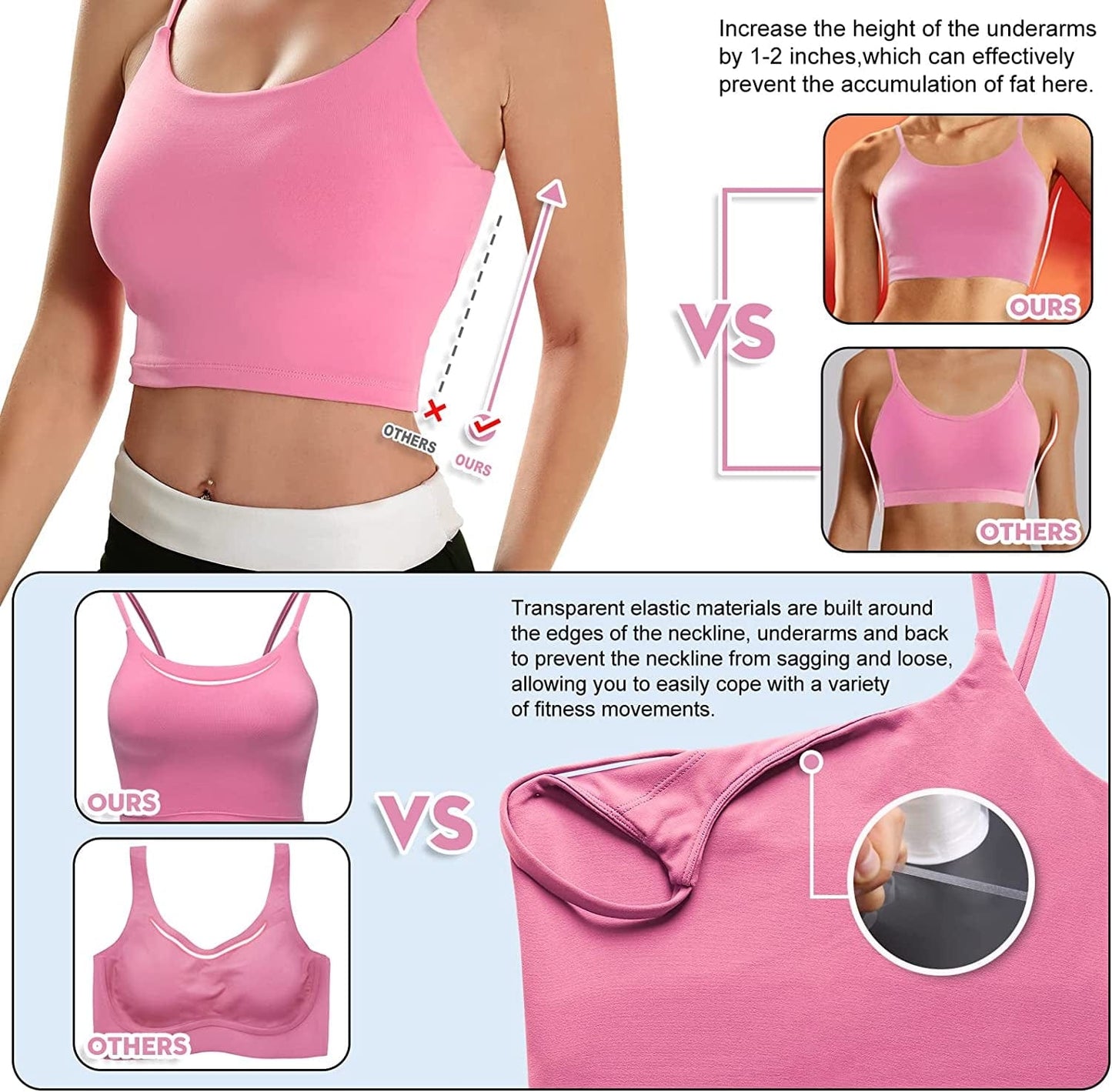 Sports Bras for Women Quick-Dry Padded Wirefree Workout Crop Cute Tank Tops Camisole Yoga Fitness Running Gym