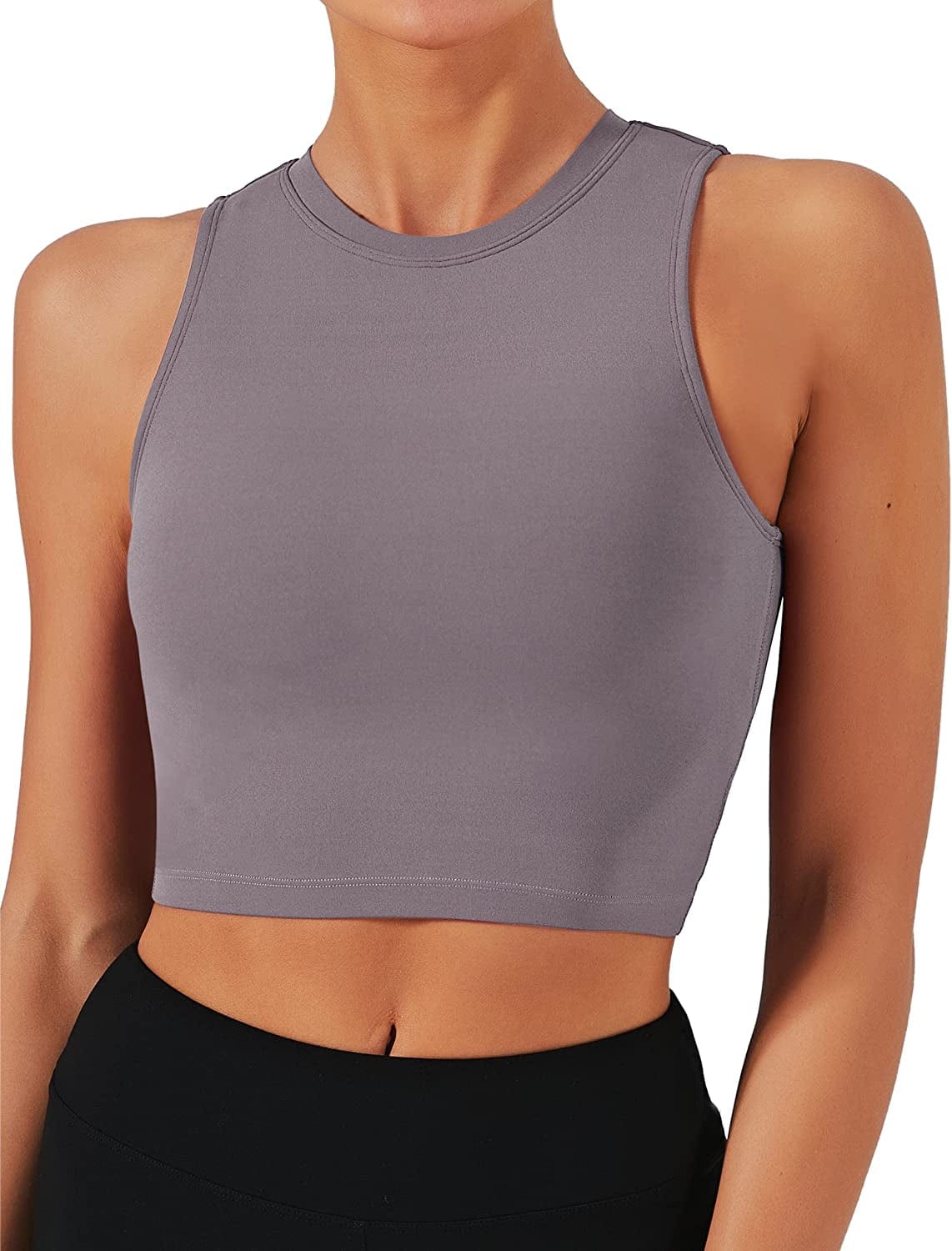 Sports Bras for Women Removable Padded Yoga Tank Tops Sleeveless Fitness Workout Running Crop Tops Lunar Rock / X-Large