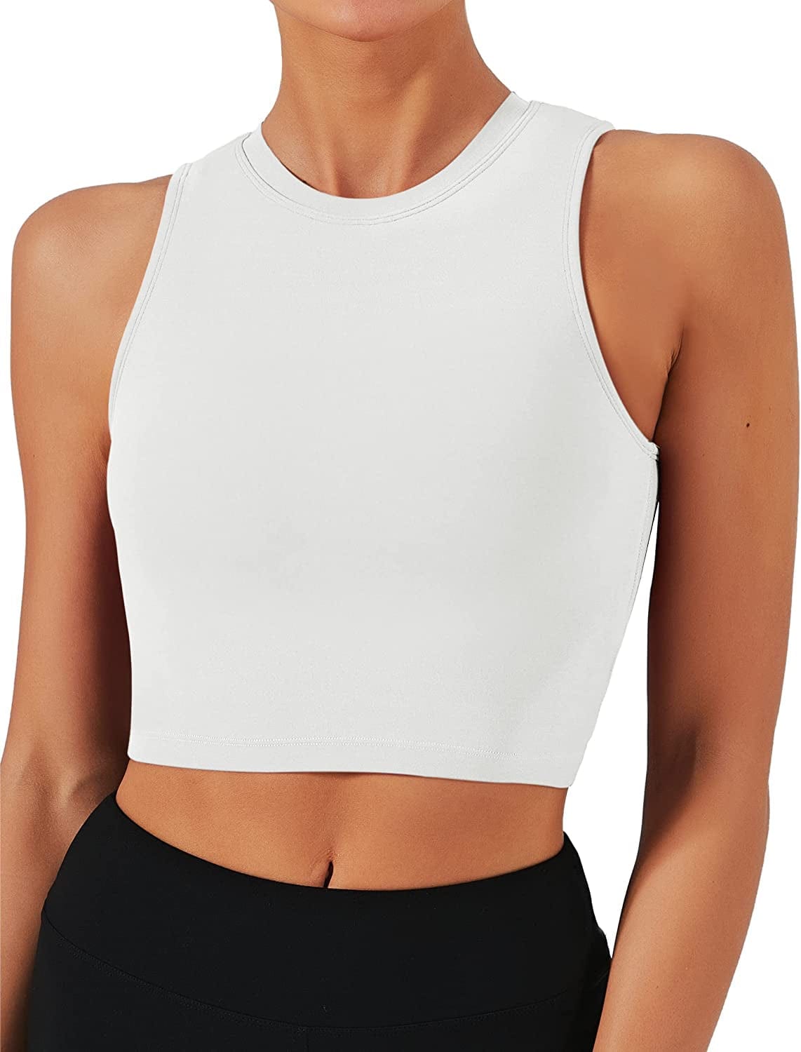 Sports Bras for Women Removable Padded Yoga Tank Tops Sleeveless Fitness Workout Running Crop Tops A-white / X-Large