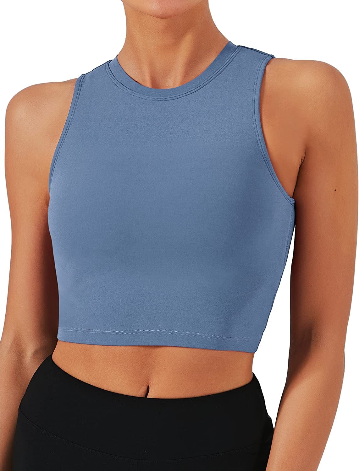 Sports Bras for Women Removable Padded Yoga Tank Tops Sleeveless Fitness Workout Running Crop Tops Ink Blue / X-Large