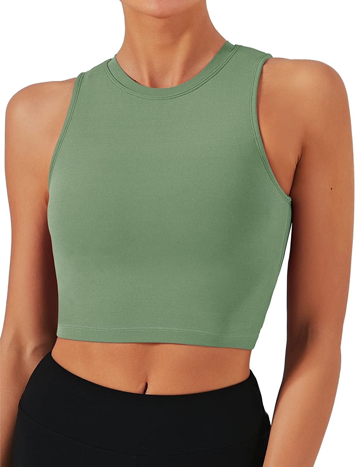 Sports Bras for Women Removable Padded Yoga Tank Tops Sleeveless Fitness Workout Running Crop Tops Ins Green / X-Large
