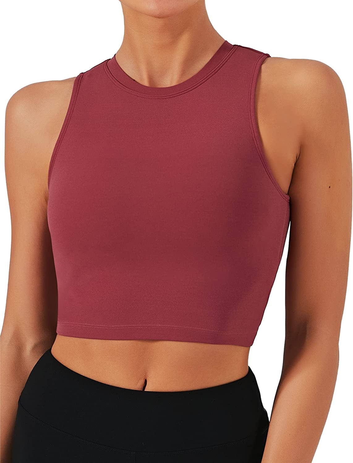 Sports Bras for Women Removable Padded Yoga Tank Tops Sleeveless Fitness Workout Running Crop Tops Wine / X-Large