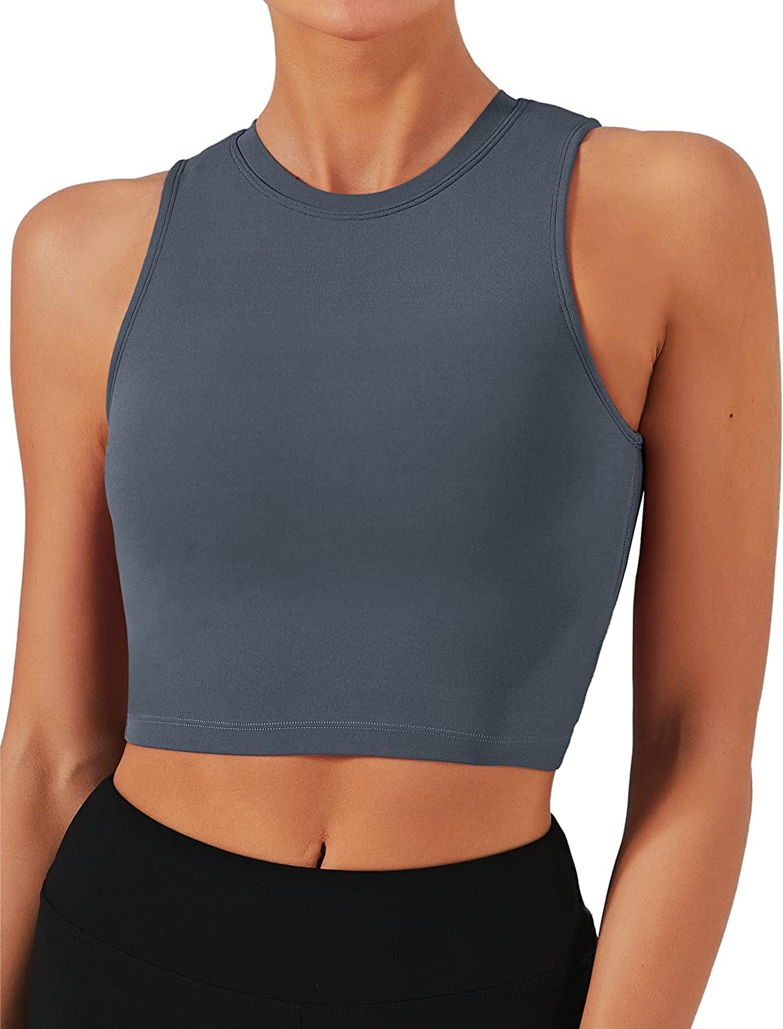 Sports Bras for Women Removable Padded Yoga Tank Tops Sleeveless Fitness Workout Running Crop Tops Navy / X-Large