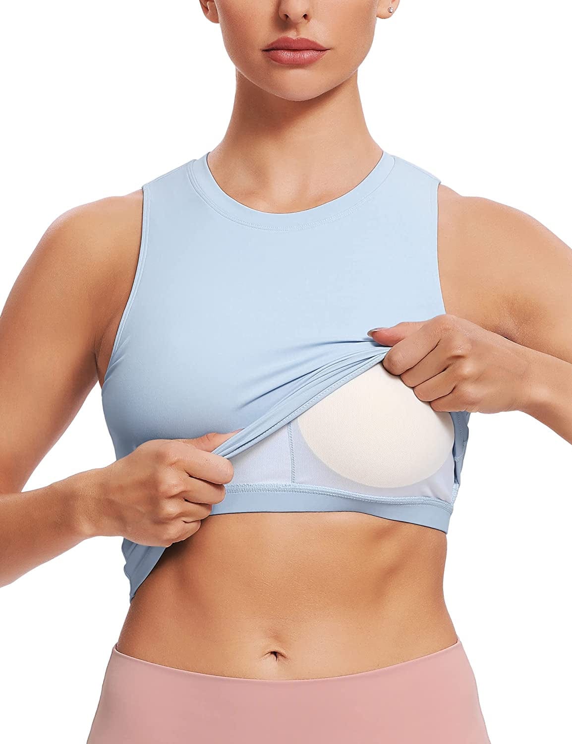 Sports Bras for Women Removable Padded Yoga Tank Tops Sleeveless Fitness Workout Running Crop Tops