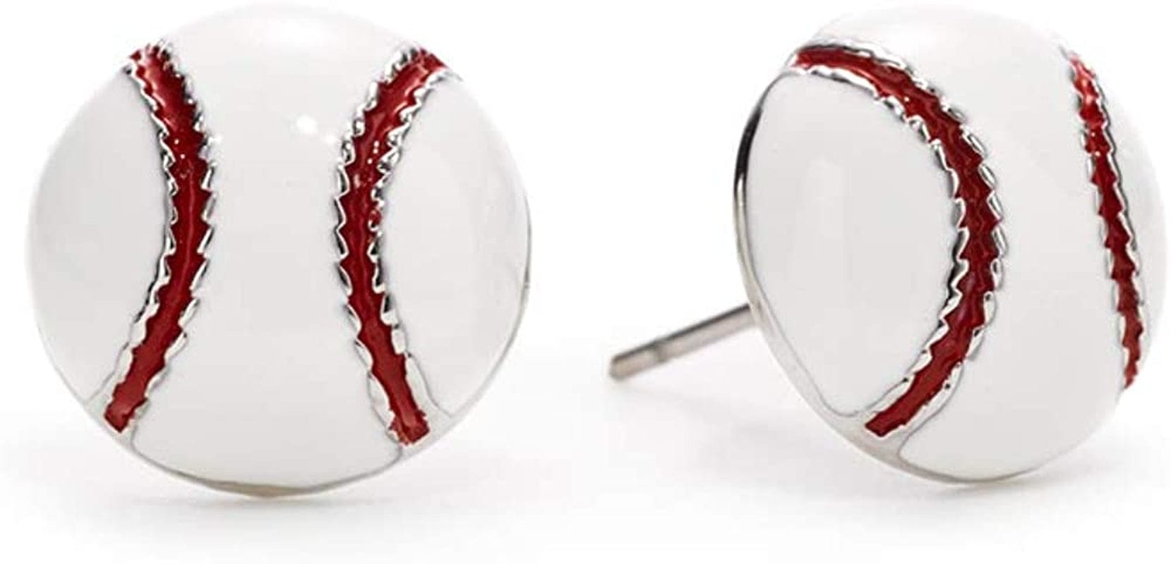 Sports Stud Soccer, Volleyball, Softball, Tennis Basketball, Baseball, Football Earrings Jewelry Girls Women Mom Player Fan Gift Baseball Enamel