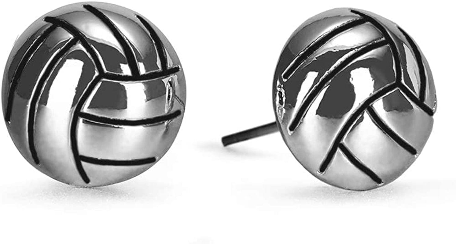 Sports Stud Soccer, Volleyball, Softball, Tennis Basketball, Baseball, Football Earrings Jewelry Girls Women Mom Player Fan Gift Volleyball Silver