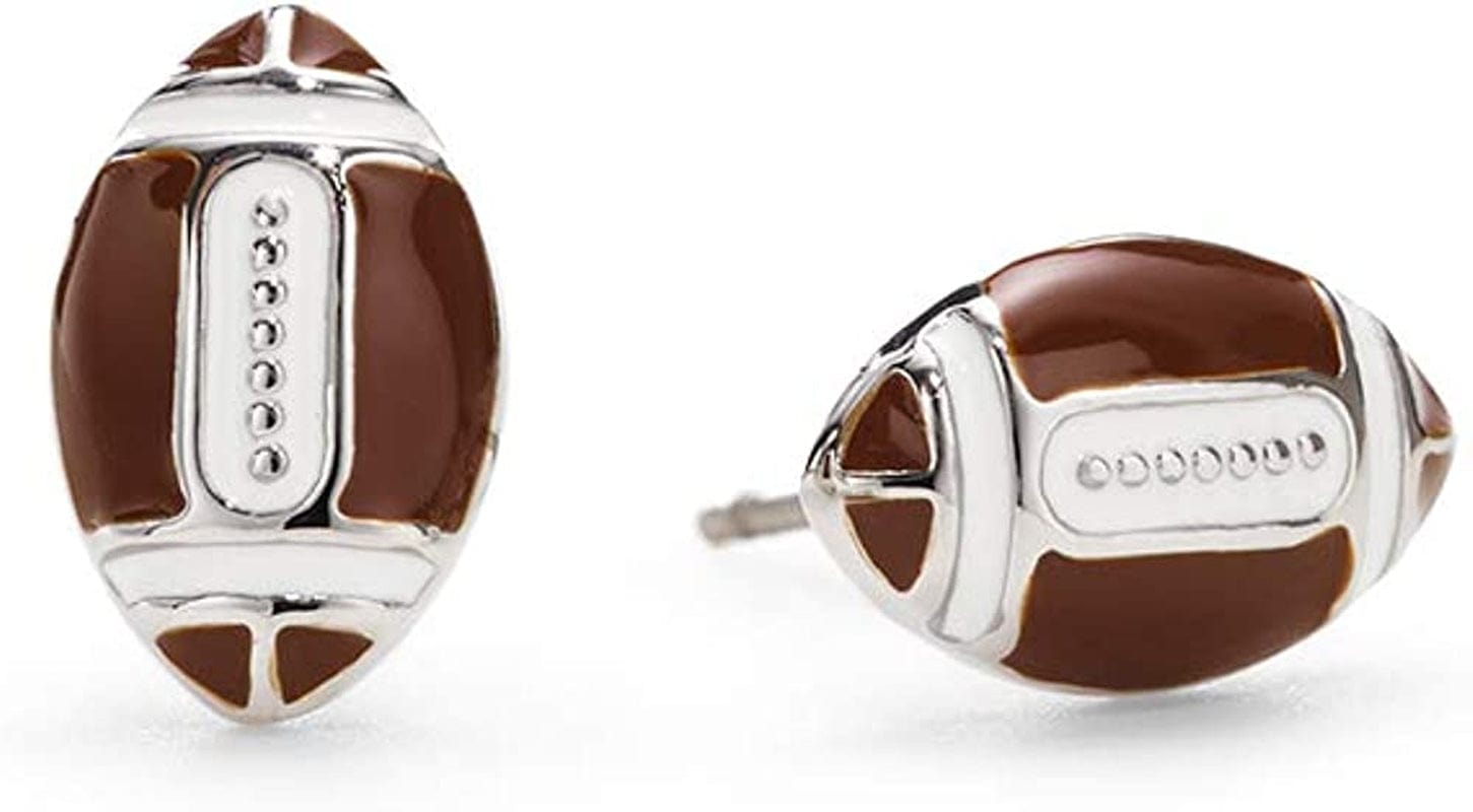 Sports Stud Soccer, Volleyball, Softball, Tennis Basketball, Baseball, Football Earrings Jewelry Girls Women Mom Player Fan Gift Football Enamel