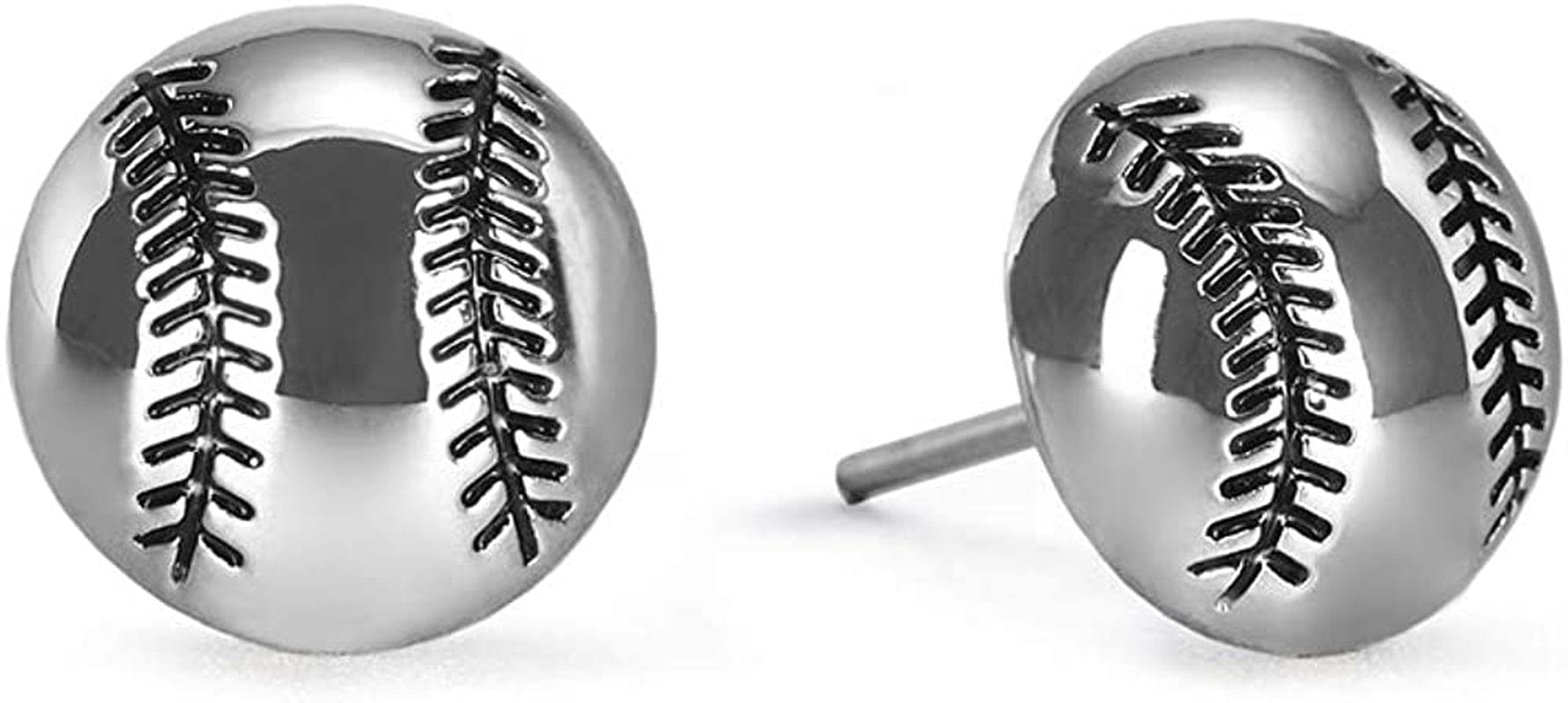 Sports Stud Soccer, Volleyball, Softball, Tennis Basketball, Baseball, Football Earrings Jewelry Girls Women Mom Player Fan Gift Baseball Silver