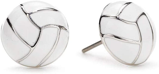 Sports Stud Soccer, Volleyball, Softball, Tennis Basketball, Baseball, Football Earrings Jewelry Girls Women Mom Player Fan Gift Volleyball Enamel