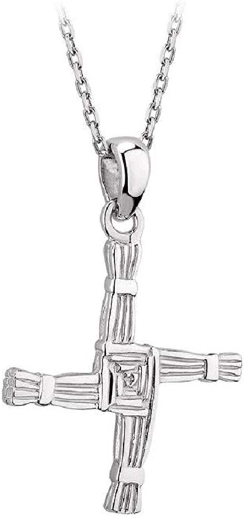 St Brigids Cross Necklace Sterling Silver 2 Sided Irish Made